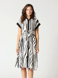 Animal Print Button-Down Midi Dress wWaist Bow - Gracia Fashion at Gracia Fashion